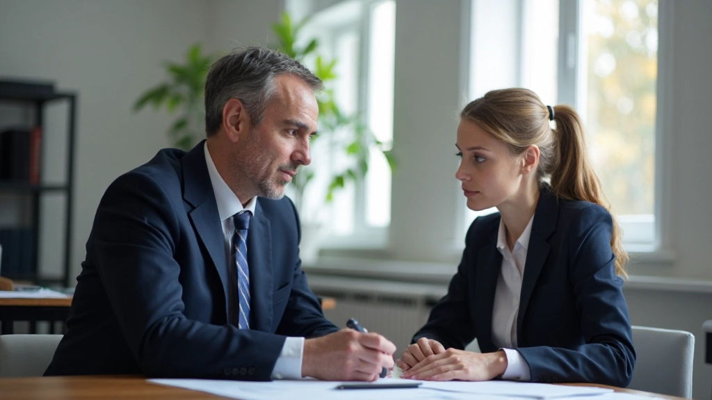 Juridisk konsult diskuterar familjerättslig vägledning med klient